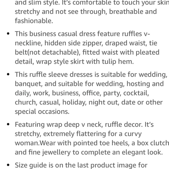 OTEN Women’s Deep V Neck Ruffle Sleeve Sheath Casual Cocktail Faux Wrap Dress - Picture 5 of 9